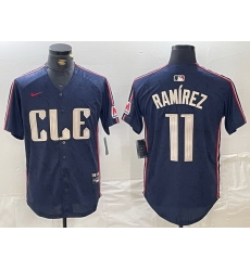 Men Cleveland Guardians 11 Jose Ramirez Navy 2024 City Connect Limited Stitched Baseball Jersey 2