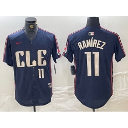 Men Cleveland Guardians 11 Jose Ramirez Navy 2024 City Connect Limited Stitched Baseball Jersey 4