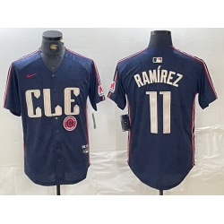 Men Cleveland Guardians 11 Jose Ramirez Navy 2024 City Connect Limited Stitched Baseball Jersey 5
