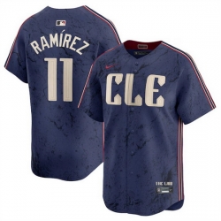 Men Cleveland Guardians 11 Jose Ramirez Navy 2024 City Connect Limited Stitched Baseball Jersey