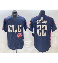 Men Cleveland Guardians 22 Josh Naylor Navy 2024 City Connect Limited Stitched Baseball Jersey 1