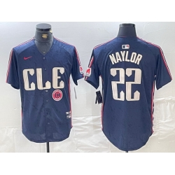 Men Cleveland Guardians 22 Josh Naylor Navy 2024 City Connect Limited Stitched Baseball Jersey 4