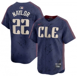 Men Cleveland Guardians 22 Josh Naylor Navy 2024 City Connect Limited Stitched Baseball Jersey