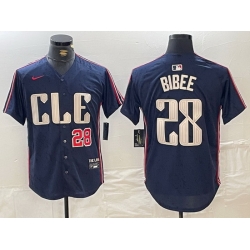 Men Cleveland Guardians 28 Tanner Bibee Navy 2024 City Connect Limited Stitched jerseys 1