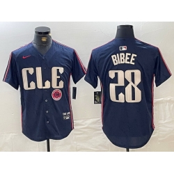 Men Cleveland Guardians 28 Tanner Bibee Navy 2024 City Connect Limited Stitched jerseys 2