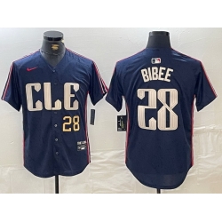Men Cleveland Guardians 28 Tanner Bibee Navy 2024 City Connect Limited Stitched jerseys