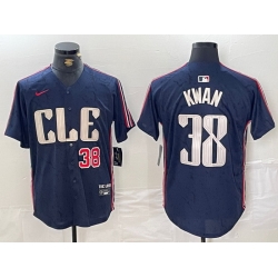 Men Cleveland Guardians 38 Steven Kwan Navy 2024 City Connect Limited Stitched Baseball Jersey 2