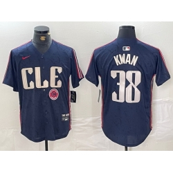Men Cleveland Guardians 38 Steven Kwan Navy 2024 City Connect Limited Stitched Baseball Jersey 3