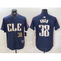 Men Cleveland Guardians 38 Steven Kwan Navy 2024 City Connect Limited Stitched Baseball Jersey 4