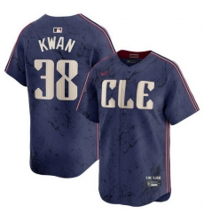 Men Cleveland Guardians 38 Steven Kwan Navy 2024 City Connect Limited Stitched Baseball Jersey