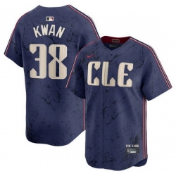 Men Cleveland Guardians 38 Steven Kwan Navy 2024 City Connect Limited Stitched Baseball Jersey