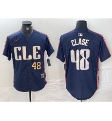 Men Cleveland Guardians 48 Emmanuel Clase Navy 2024 City Connect Limited Stitched Baseball Jersey 3