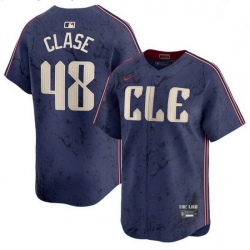 Men Cleveland Guardians 48 Emmanuel Clase Navy 2024 City Connect Limited Stitched Baseball Jersey
