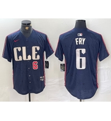 Men Cleveland Guardians 6 David Fry Navy 2024 City Connect Limited Stitched Baseball Jersey 3