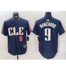 Men Cleveland Guardians 9 Kyle Manzardo Navy 2024 City Connect Limited Stitched Baseball Jersey 1