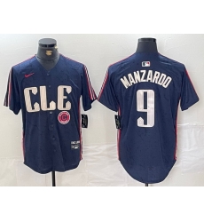 Men Cleveland Guardians 9 Kyle Manzardo Navy 2024 City Connect Limited Stitched Baseball Jersey 2