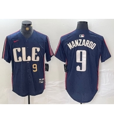 Men Cleveland Guardians 9 Kyle Manzardo Navy 2024 City Connect Limited Stitched Baseball Jersey 3