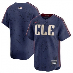 Men Cleveland Guardians Blank Navy 2024 City Connect Limited Stitched Baseball Jersey