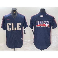 Men Cleveland Guardians Team Big Logo Navy 2024 City Connect Limited Stitched Baseball Jerseys