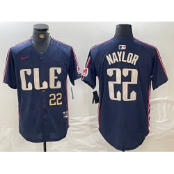 men cleveland guardians 22 josh naylor navy 2024 city connect limited stitched baseball jersey II