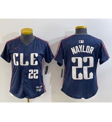 Women Cleveland Guardians 22 Josh Naylor Navy 2024 City Connect Limited Stitched jerseys 5