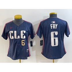 Women Cleveland Guardians 6 David Fry Navy 2024 City Connect Limited Stitched jerseys 4