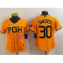 Women Pittsburgh Pirates 30 Paul Skenes Gold City Connect Stitched Jersey 1