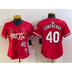Women St  Louis Cardinals 40 Willson Contreras Red 2024 City Connect Stitched Baseball Jersey