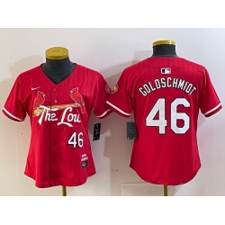 Women St  Louis Cardinals 46 Paul Goldschmidt Red 2024 City Connect Stitched Baseball Jersey