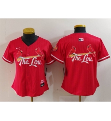Women St  Louis Cardinals Team Big Logo Red 2024 City Connect Limited Stitched Baseball Jersey 1