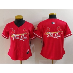 Women St  Louis Cardinals Team Big Logo Red 2024 City Connect Limited Stitched Baseball Jersey 1