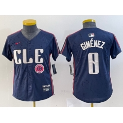 Youth Cleveland Guardians 0 Andres Gimenez Navy 2024 City Connect Limited Stitched Baseball Jersey 3