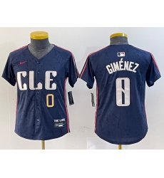 Youth Cleveland Guardians 0 Andres Gimenez Navy 2024 City Connect Limited Stitched Baseball Jersey 8
