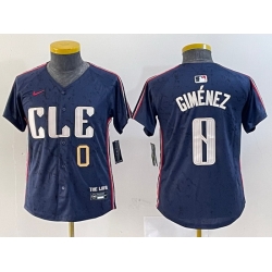 Youth Cleveland Guardians 0 Andres Gimenez Navy 2024 City Connect Limited Stitched Baseball Jersey 8