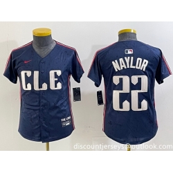 Youth Cleveland Guardians 22 Josh Naylor Navy 2024 City Connect Limited Stitched jerseys 5