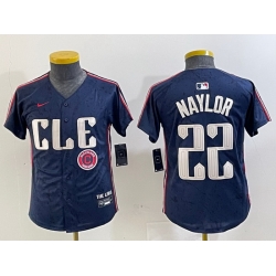Youth Cleveland Guardians 22 Josh Naylor Navy 2024 City Connect Limited Stitched jerseys 7