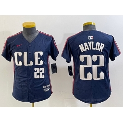 Youth Cleveland Guardians 22 Josh Naylor Navy 2024 City Connect Limited Stitched jerseys 8