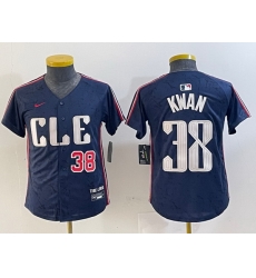 Youth Cleveland Guardians 38 Steven Kwan Navy 2024 City Connect Limited Stitched Baseball Jersey