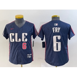 Youth Cleveland Guardians 6 David Fry Navy 2024 City Connect Limited Stitched jerseys 3