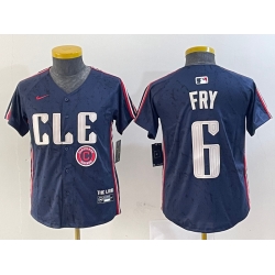 Youth Cleveland Guardians 6 David Fry Navy 2024 City Connect Limited Stitched jerseys