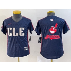 Youth Cleveland Guardians Team Big Logo Navy 2024 City Connect Stitched Baseball Jersey