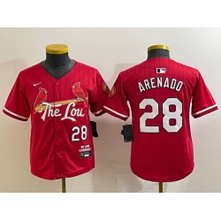 Youth St  Louis Cardinals 28 Nolan Arenado Red 2024 City Connect Stitched Baseball Jersey