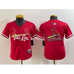 Youth St  Louis Cardinals Team Big Logo Red 2024 City Connect Limited Stitched Baseball Jersey 2