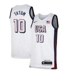 Men USA Basketball 10 Jayson Tatum White 2024 Swingman Stitched Jersey