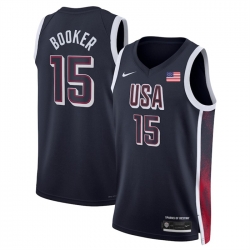 Men USA Basketball 15 Devin Booker Navy 2024 Swingman Stitched Jersey
