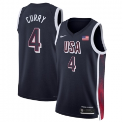 Men USA Basketball 4 Stephen Curry Navy 2024 Swingman Stitched Jersey