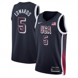 Men USA Basketball 5 Anthony Edwards Navy 2024 Swingman Stitched Jersey