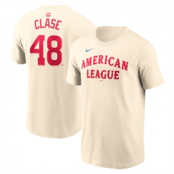 Men American League 48 Emmanuel Clase Cream 2024 All Star Name  26 Number T Shirt