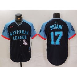 Men National League 17 Shohei Ohtani Navy 2024 All Star Elite Stitched Baseball Jersey 1