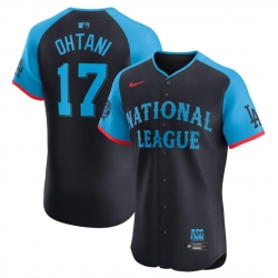 Men National League 17 Shohei Ohtani Navy 2024 All Star Elite Stitched Baseball Jersey